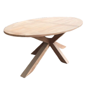 Table à manger ovale en bois Barkington avec des pieds croisés uniques, conçue pour la salle à manger. - Product Image 3