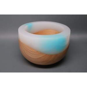 Bol en bois moderne de luxe écologique pour occasions spéciales, incrustation en résine verte, design Wabi Sabi, pour servir les aliments, offrir en cadeau, bol décoratif - Product Image 4