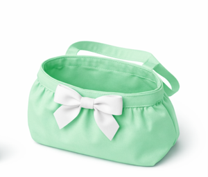 Bolsa de Lona Mini Verde Menta con Logotipo Personalizado, Bolsa de Almacenamiento con Asa de Lazo Blanco para Compras de Bebé, Tamaño Mediano, Uso Diario - Product Image 4
