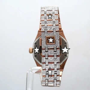 Montre de luxe unisexe en acier inoxydable NYC DIAMOND EMPIRE, cadran en verre analogique mécanique, cadran rond de 41 mm, bouton poussoir, fermoir caché - Product Image 5