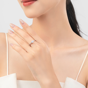 Anillo de Diamante Cultivado en Laboratorio de Corte Redondo de 1 Quilate, EF-VS1, Anillo de Compromiso Solitario de Oro de 14 Quilates, Banda Pavé, Joyería Fina Elegante, Regalo para Mujer - Product Image 2