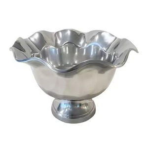 Bol décoratif de grande taille en aluminium nickelé brut, design moderne, haute qualité, écologique, fait main pour les fêtes - Product Image 2
