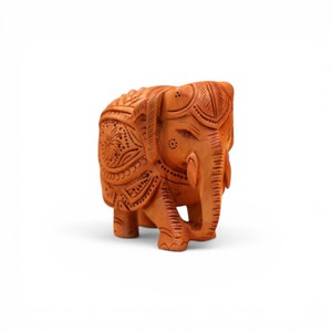 Figurine d'éléphant en bois artisanale |   Statue d'éléphant sculptée décorative |   Décoration de table artisanale en bois pour la maison, Diwali, mariage - Product Image 1