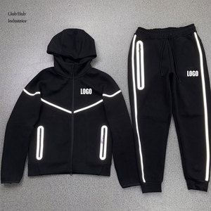 ชุดฮู้ดดี้และกางเกงจ็อกเกอร์ผ้าฟลีซเทคโนโลยีพรีเมียมสำหรับผู้ชาย ระบายอากาศได้ดี พร้อมโลโก้และสีที่กำหนดเองได้ - Product Image 1