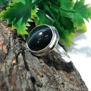 Natural Black Scapolite Cat's Eye Ring: Handmade 925 Sterling Silver Jewelry Amazing Black Cat's Eye Stone Ring <b>Gift</b> For Women's - Product Image 5