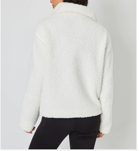 Plain <b>white</b> Loose Long Sleeve Sports Fleece Sweatshirt Coat Wholesale Custom Logo <b>Women's</b> zipper <b>Hoodie</b> - Product Image 3