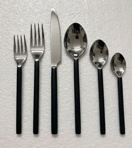 Black Handle Stainless Steel Flatware <b>Set</b> Mirror Finish Cutlery <b>Dinnerware</b> <b>for</b> Wedding Home Dining - Product Image 1