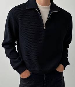 Cárdigan de Punto con Cierre para Hombre, Color Sólido, con Logotipo Frontal, Mangas Largas, Mezcla de Poliéster/Algodón, Suéter de Invierno - Product Image 2