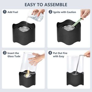 Quemador de Bioetanol Portátil con Diseño Ondulado, Chimenea de Mesa Negra para Uso en Interiores y Exteriores - Product Image 6