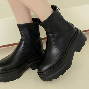 Botas de Combate con Plataforma de 7.5cm para Mujer, Marca Ann'S, con Cierre, Suela Gruesa, Tacón Robusto, Forro Acolchado en el Talón, de Cuero Genuino, Resistentes al Agua - Product Image 6