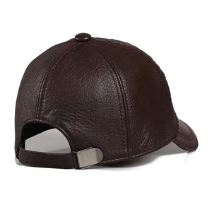 Customized Logo Wholesale Leather Vintage Baseball Cap Autumn Thickened Windproof Warm Baseball Cap - Product Image 5