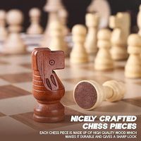 Jeu d'échecs magnétique en bois massif écologique pour enfants et adultes, plateau compact pliable carré avec rangement intégré, anti-rayures