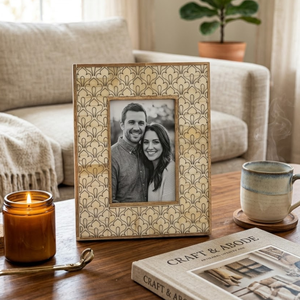 Premium Bone Inlay Photo <b>Frame</b> <b>4x6</b> Inch | Handcrafted Carving Design Picture <b>Frame</b> | Decorative Tabletop <b>Frame</b> for Home & Office - Product Image 1