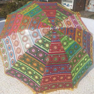 Sombrilla de Jardín Bohemia Hecha a Mano en India, Apertura Manual, Estructura de Metal y Algodón de Alta Calidad para Decoración del Hogar, Hotel o Playa - Product Image 2