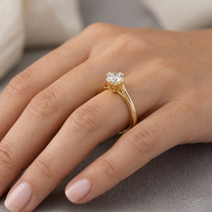 Anillo de Compromiso Clásico con Diamante Cultivado en Laboratorio de Corte Redondo EF VVS de 0.50-2ct, Chapado en Rodio de 14K, para Regalo de Boda, Fiesta y Aniversario - Product Image 5