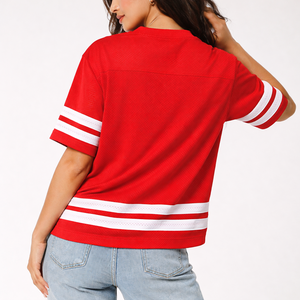 Camisetas de Fútbol Americano Personalizadas de Malla Transpirable para Mujer, Camisetas Deportivas de Corte Holgado, Manga Corta, OEM, Marca Privada, Venta al Por Mayor - Product Image 2