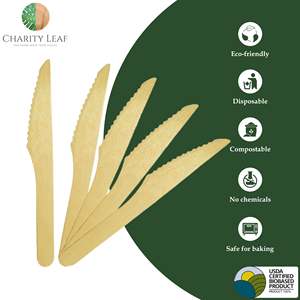 Couverts jetables en bois de bouleau, lot de 100 couteaux - Product Image 2