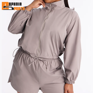 Premium Quality Nylon Tracksuit Set Zip-up <b>Jacket</b> Lightweight Waterproof Breathable Windbreaker Shorts Sets Tracksuit Women - Product Image 5