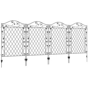 Set di 4 Pannelli per Recinzione da Giardino in Acciaio Antiruggine, 11,5 L x 43'' H, Bordo Decorativo per Fiori, Rete per Giardino - Product Image 1