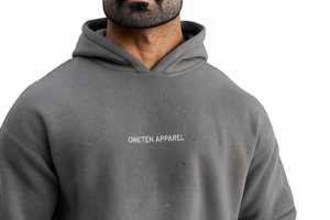 <b>Men's</b> <b>Grey</b> Solid Hooded Polyester Winter Lined Knitted Windproof Oversized Casual Pullover <b>Sweatshirt</b> - Product Image 6