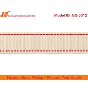 ริบบิ้นโกรเกรนสีครีมขนาด 25 มม. ขอบเย็บสีแดง ขายส่งสำหรับอุปกรณ์เครื่องแต่งกาย งานเย็บปักถักร้อย DIY บรรจุภัณฑ์ของขวัญ และงานฝีมือ - Product Image 6