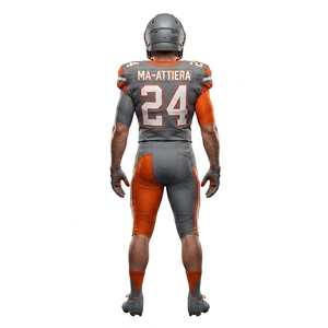 Custom Men's Orange Gray American Football Uniform <b>Padded</b> Jersey <b>Pants</b> Set Sports Team Apparel - Product Image 2