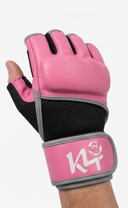 Guantes Deportivos Ligeros K4 Rosados de Medio Dedo con Correa Ajustable para Levantamiento de Pesas en el Gimnasio, Unisex, de Neopreno - Product Image 2