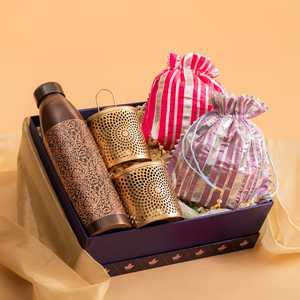 Juego de Regalo de Cobre de Diseño Moderno y Calidad Premium, Tapas de 1500 ml con Acabado de Madera, Diseños Personalizados, Precio al por Mayor, India - Product Image 5