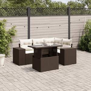 Conjunto de Sofás de Jardín en Color Marrón y Blanco Crema para Patio, Muebles de Exterior Elegantes - Product Image 1