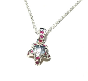 Natural <b>Ruby</b> Flower Pendant <b>Necklace</b> in 925 Sterling Silver Handmade Gemstone Jewelry for Women Gift For Her - Product Image 2