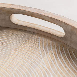 Bandeja Redonda de Madera con Asas, Ideal para Servir Té a los Invitados o para Usar en la Encimera, a Bajo Precio - Product Image 4