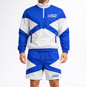 Custom Lightweight Sports <b>Running</b> Streetwear Track Suit 2 Pieces Crinkle Nylon <b>Reflective</b> Windbreaker <b>Jacket</b> and Pant Tracksuit - Product Image 1