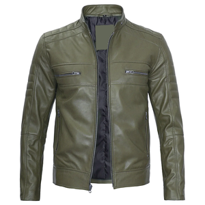 2026 OEM New Arrival Original Olive Green Cowhide <b>Leather</b> <b>Jackets</b> For <b>Men's</b> Zip Pockets 100%High Quality Low MOQ Fashion <b>Jackets</b> - Product Image 3