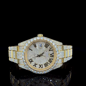 Luxury Modern Fashion Moissanite Quartz <b>Watch</b> Stainless Steel Band Glass Crystal Brilliant Sparkling Finish for Unisex Daily - Product Image 1