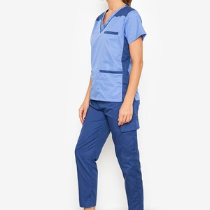 Women <b>Scrub</b> Custom Logo Professionalism Comfortable Buckle Satin Nurse Hospital Uniform Knitted Nursing <b>Scrubs</b> <b>Sets</b> - Product Image 2