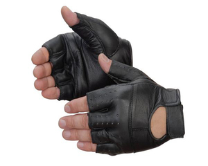 Gants de moto demi-doigts en cuir violet et noir, respirants, écologiques, longueur opéra, pour usage quotidien extérieur quatre saisons - Product Image 3