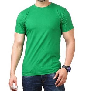 Promocional 100% poliéster camiseta en blanco de manga corta logotipo personalizado color sólido liso camisetas unisex disponibles a precio al por mayor - Product Image 1