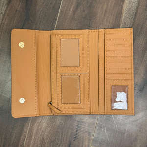Venta al por mayor de carteras largas de cuero labrado a mano personalizado triple Cartera de cuero de vaca genuino de las mujeres embragues RFID bloqueo titular de la tarjeta de crédito monedero - Product Image 6