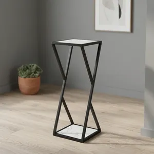 Minimalist Geometric Marble <b>Planter</b> Stand With Metal Frame For Living Room Indoor Furniture Decoration Durable - Product Image 6