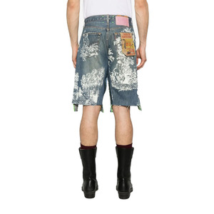 Shorts en jean pour homme, coupe ample, taille haute, déchirés, délavés, respirants, style streetwear, patchwork, 100% coton, OEM - Product Image 3