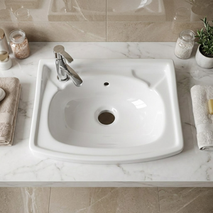 Lavabo Ovalado Minimalista Moderno de Cerámica con Borde Delgado, Acabado Mate, para Instalar Sobre Encimera, para Baños y Hospitales - Product Image 2