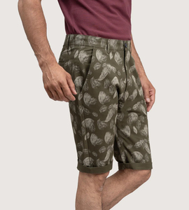 Shorts d'été pour hommes à succès – Bermuda imprimé motif feuilles vert olive, décontracté, taille mi-haute, avec boutons et poches - Product Image 3