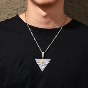 Colgante Piramidal Chapado en Oro con Cristales de Estrás, Diseño de Ojo, Amuleto Hiphop para Regalo Unisex - Product Image 2