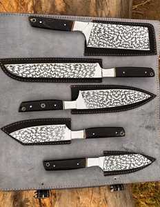 Ensemble de couteaux de chef professionnels de haute qualité avec manche en corne de bœuf en acier au carbone, logo personnalisé, kit de couteaux de cuisine japonais - Product Image 6