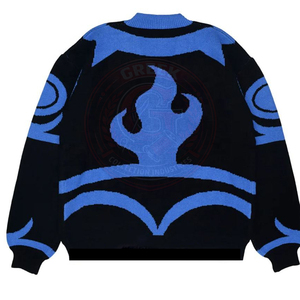 Cardigan en acrylique tricoté pour femme, noir et bleu, avec lettres, style universitaire, manches longues, boutons sur le devant, Sorority Zeta Phi B - Product Image 2