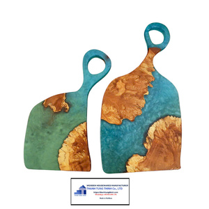 Custom Epoxy Resin Coasters Wooden Coaster <b>Set</b> Elegant Blue Resin Coasters for Drinks Luxury Trending 2026 Products - Product Image 1