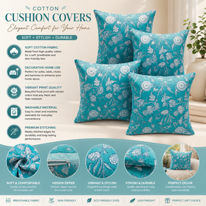 Premium Cotton Cushion Cover Floral Printed <b>Throw</b> <b>Pillow</b> Case Decorative Sofa Cushion Cover - Product Image 6