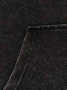 Sweat à capuche épais vintage pour homme, coupe oversize, en coton noir, délavé à l'acide et à la pierre - Product Image 4