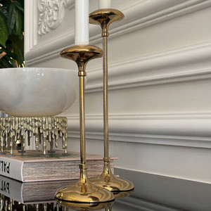 Most Amazing Metal Candlestick Holder Stand Glossy Gold Plating Concrete Unique Candle <b>Jar</b> With Set of 2 for Table <b>Decoration</b> - Product Image 1