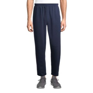 <b>Men's</b> Navy Blue Cotton Sweatpants <b>Elastic</b> <b>Waist</b> Casual Midweight Knitted Plain Dyed Breathable Autumn Wear <b>Trousers</b> - Product Image 1